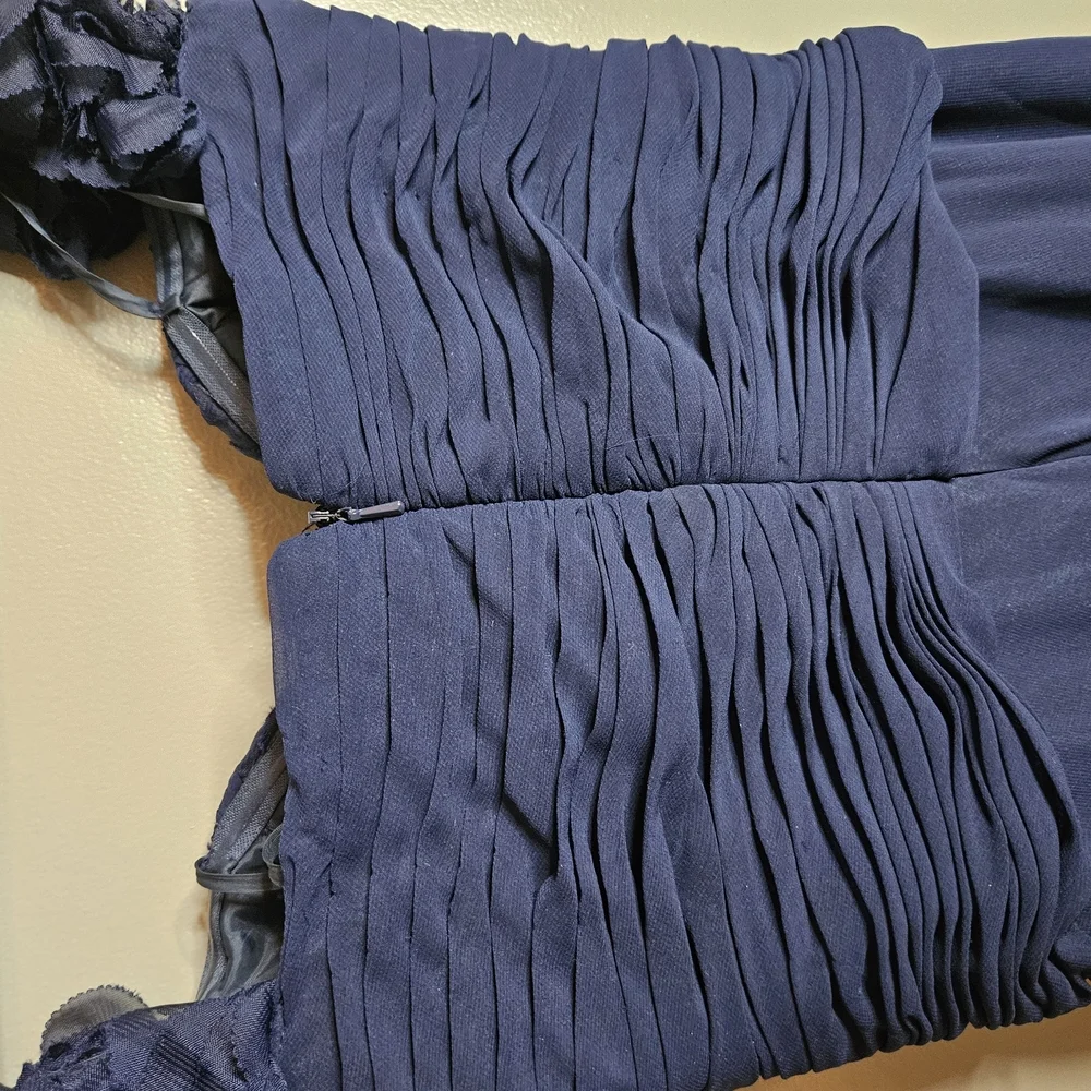 Mignon Blue Ruched Ruffled Cocktail Dress - Picture 9 of 10